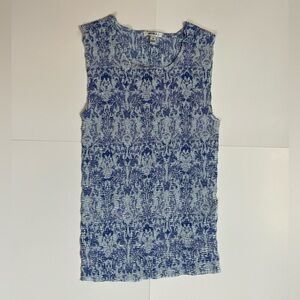 Cyber Y2K Nicola micro pleat Crinkle Popcorn Stretch Tank Top Blue White Small